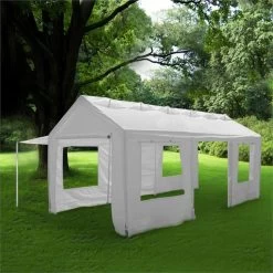 Lofty Palace Pavillon Partyzelt 3x6m PE Feuerfest Vordach Belüftung -Gartenwelt Verkauf 10028485 yy 0004 front 03 Blumfeldt Lofty Palace Partyzelt 3x6m amb