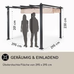 Pantheon Pergola Vordach 3x3m Aluminium Sonnendach Polyester -Gartenwelt Verkauf 10029627 DE 0004 usp