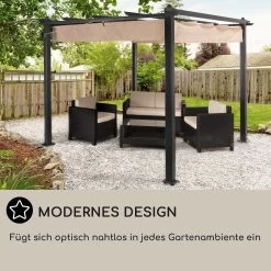 Pantheon Pergola Vordach 3x3m Aluminium Sonnendach Polyester -Gartenwelt Verkauf 10029627 DE 0006 usp