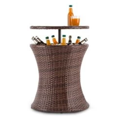 Beerboy Gartentisch Getränkekühler Ø50cm Polyrattan Bicolor Braun -Gartenwelt Verkauf 10029628 yy 0005 front Blumfeldt Beerboy Gartentisch Polyrattan Kuehler