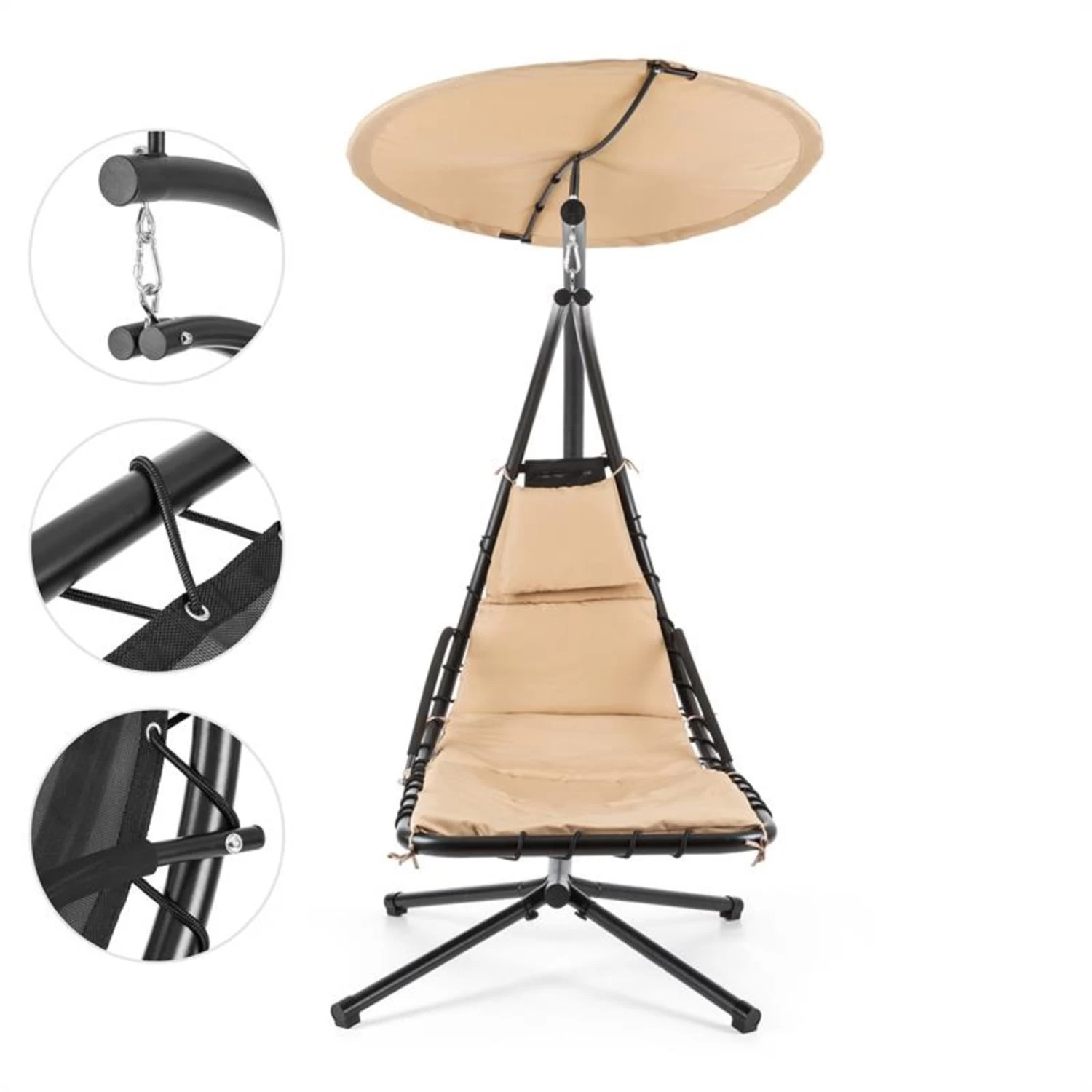 Dahlia Creamy Beige Schwingliege 200 Cm Sonnensegel Polyester Stahl 4 Dahlia Creamy Beige Schwingliege 200 Cm Sonnensegel Polyester Stahl – Bild 2