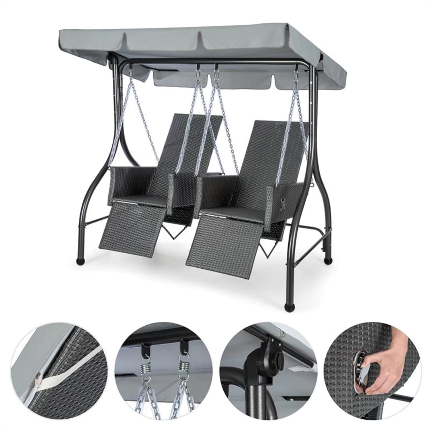 Concordia Hollywoodschaukel Gartenschaukel 185 Cm 2 Sitze Sonnendach 8 Concordia Hollywoodschaukel Gartenschaukel 185 Cm 2 Sitze Sonnendach – Bild 6