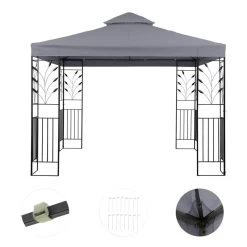 Odeon Grey Pavillon Partyzelt Festzelt 3x3m Stahl Polyester Dunkelgrau -Gartenwelt Verkauf 10030686 yy 0003 detail Blumfeldt Odeon Grey Pavillon Partyzelt dunkelgrau