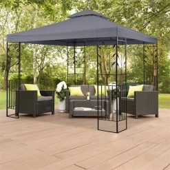 Odeon Grey Pavillon Partyzelt Festzelt 3x3m Stahl Polyester Dunkelgrau -Gartenwelt Verkauf 10030686 yy 0005 ambient Blumfeldt Odeon Grey Pavillon Partyzelt dunkelgrau