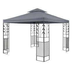 Odeon Grey Pavillon Partyzelt Festzelt 3x3m Stahl Polyester Dunkelgrau -Gartenwelt Verkauf 10030686 yy 0006 front Blumfeldt Odeon Grey Pavillon Partyzelt dunkelgrau