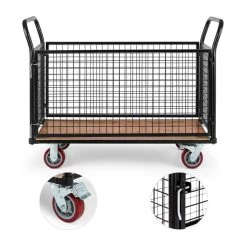 Loadster Gitterwagen Rollwagen Magazinwagen Max.500kg Holzboden -Gartenwelt Verkauf 10031241 yy 0003 detail Waldbeck Loadster Gitterwagen Rollwagen schwarz reedit