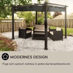 Pantheon 3x3 Pergola Vordach 3x3m Aluminium Sonnendach Polyester Grau -Gartenwelt Verkauf 10031882 DE 0006 usp
