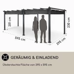 Pantheon 3x6 Pergola Vordach 3x6m Aluminium Sonnendach Polyester Grau -Gartenwelt Verkauf 10031885 DE 0004 usp