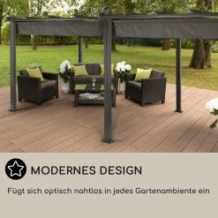 Pantheon 3x6 Pergola Vordach 3x6m Aluminium Sonnendach Polyester Grau -Gartenwelt Verkauf 10031885 DE 0006 usp