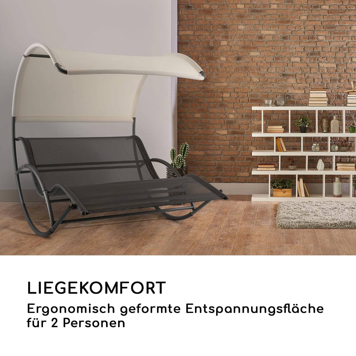 The Big Easy Schwingliege Schwarz, Wetterfest 350kg Max. UV- Schutz 7 The Big Easy Schwingliege Schwarz, Wetterfest 350kg Max. UV- Schutz – Bild 5