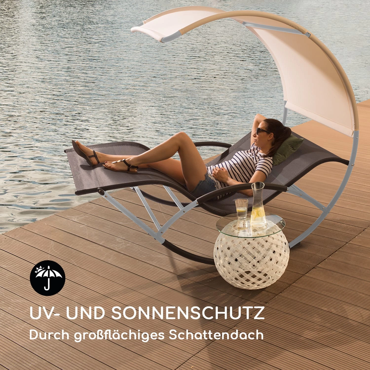 The Big Easy Schwingliege Silber, Wetterfest 350 Kg Max. UV- Schutz 4 The Big Easy Schwingliege Silber, Wetterfest 350 Kg Max. UV- Schutz – Bild 2