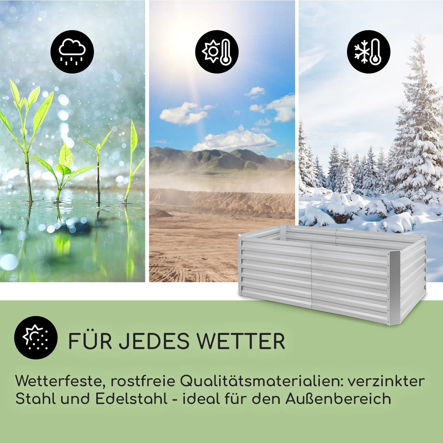 High Grow Straight Hochbeet 180x60x90cm 970l Stahl Verzinkt Silber 4 High Grow Straight Hochbeet 180x60x90cm 970l Stahl Verzinkt Silber – Bild 2