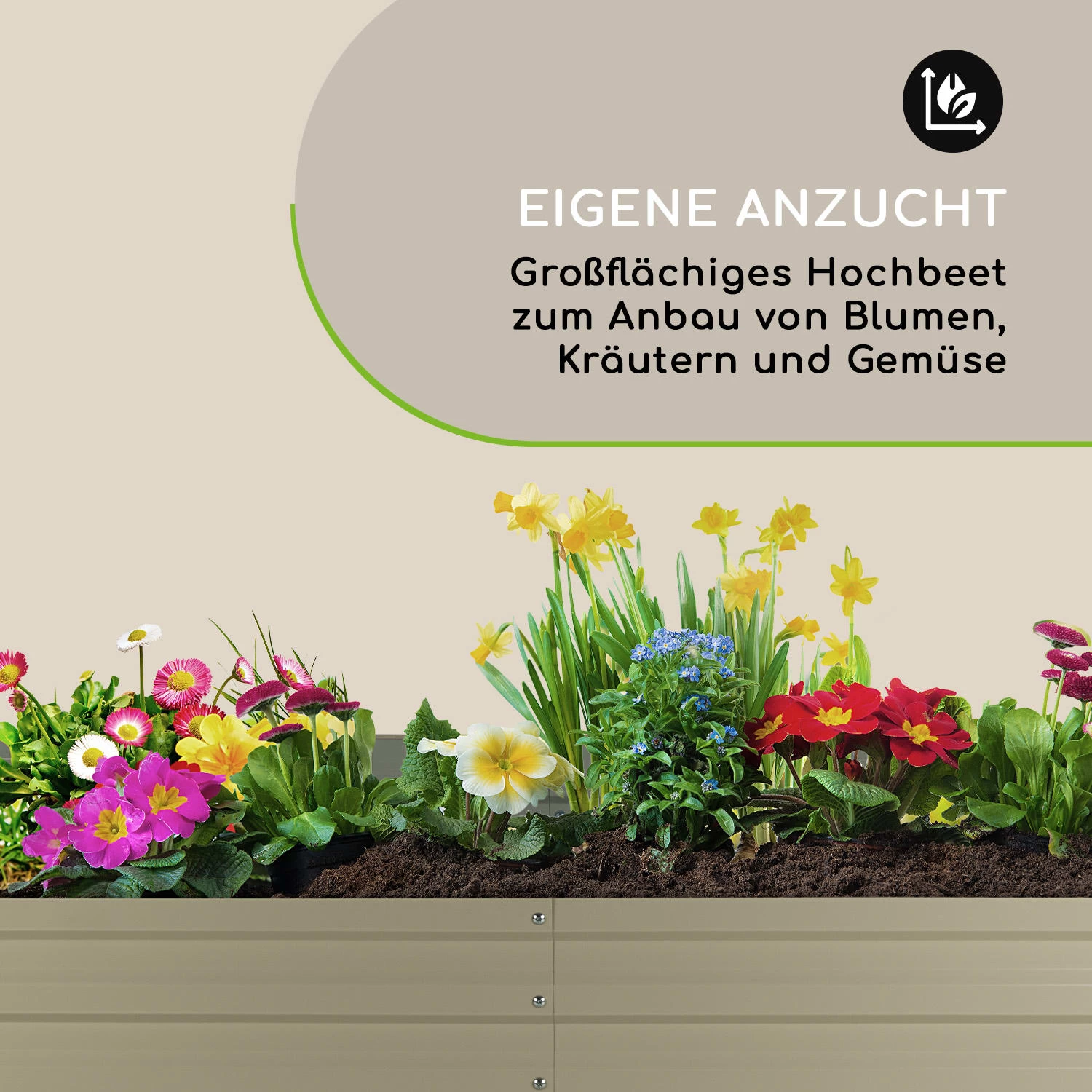 High Grow Straight Hochbeet 180x60x90cm 970l Stahl Verzinkt Silber 8 High Grow Straight Hochbeet 180x60x90cm 970l Stahl Verzinkt Silber – Bild 6