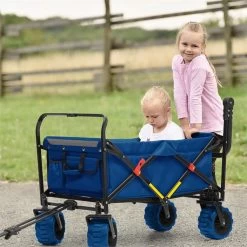 Easy Rider Bollerwagen Bis 70kg Teleskopstange Zusammenklappbar Blau -Gartenwelt Verkauf 10032542 yy 0006 ambient Waldbeck Easy Rider Bollerwagen blau