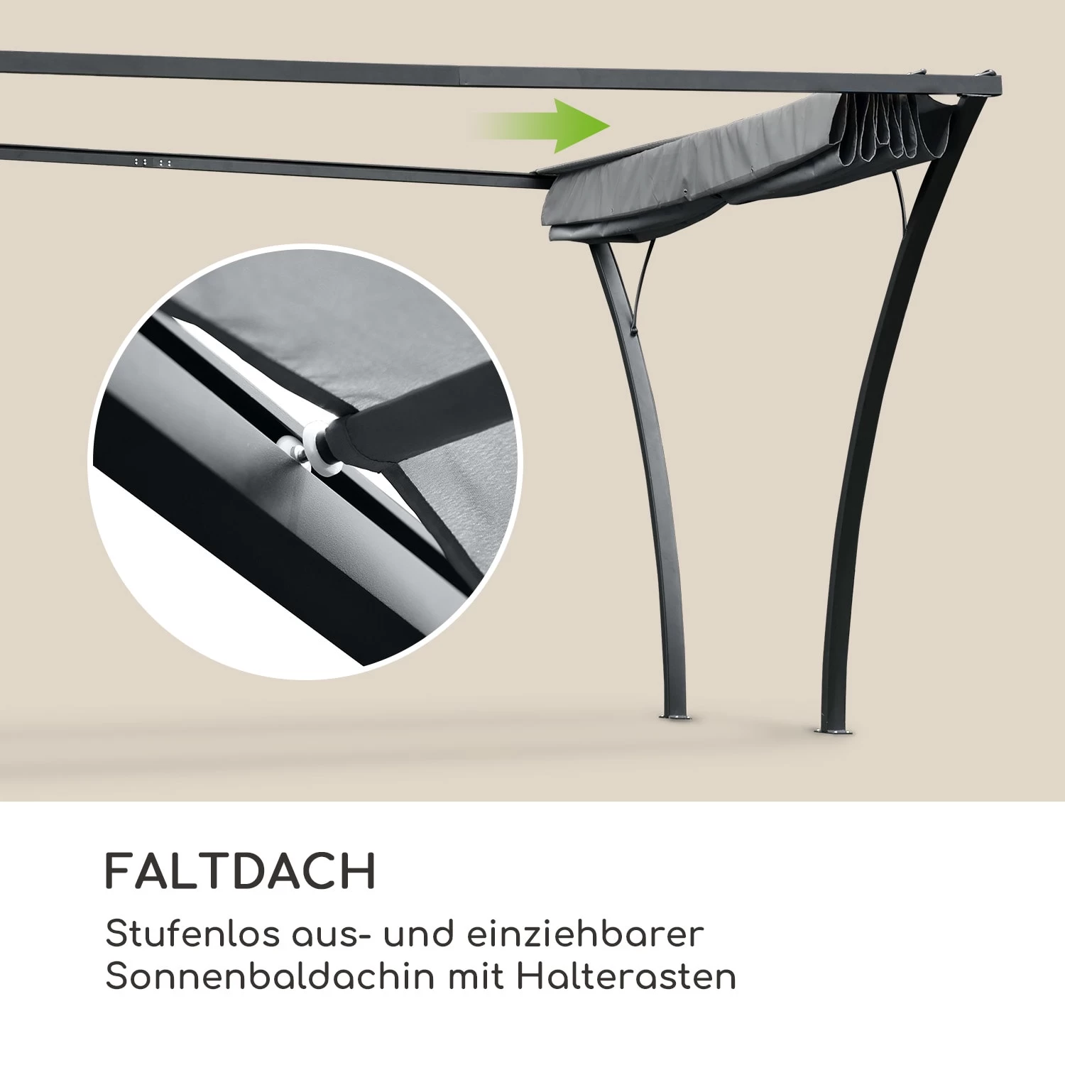 Palazzo Pavillon 4x3m Faltdach Polyester Aluminium Schwarz / Grau 5 Palazzo Pavillon 4x3m Faltdach Polyester Aluminium Schwarz / Grau – Bild 3