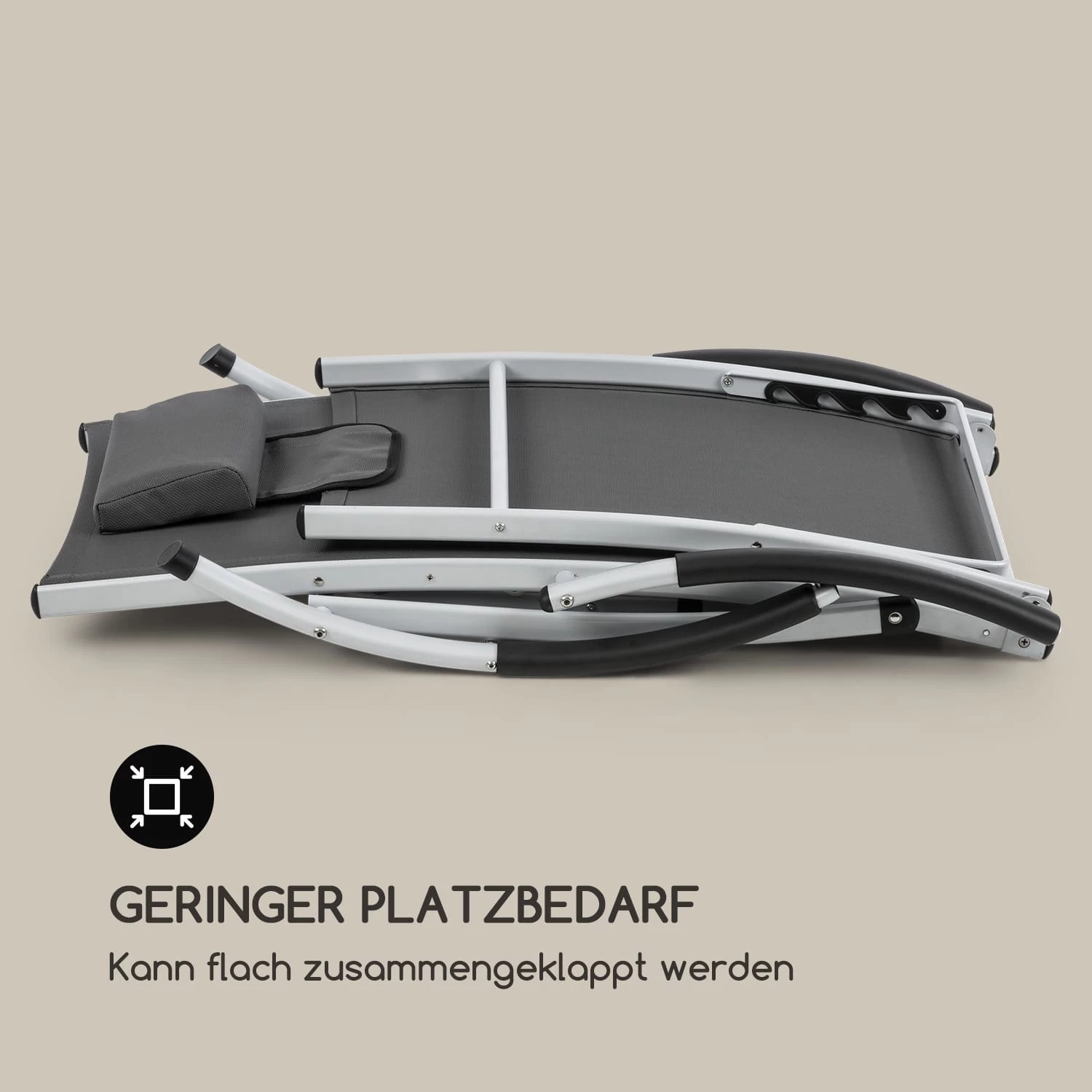 Sun Valley Sonnenliege Zusammenklappbar Kopfkissen Grau 9 Sun Valley Sonnenliege Zusammenklappbar Kopfkissen Grau – Bild 7