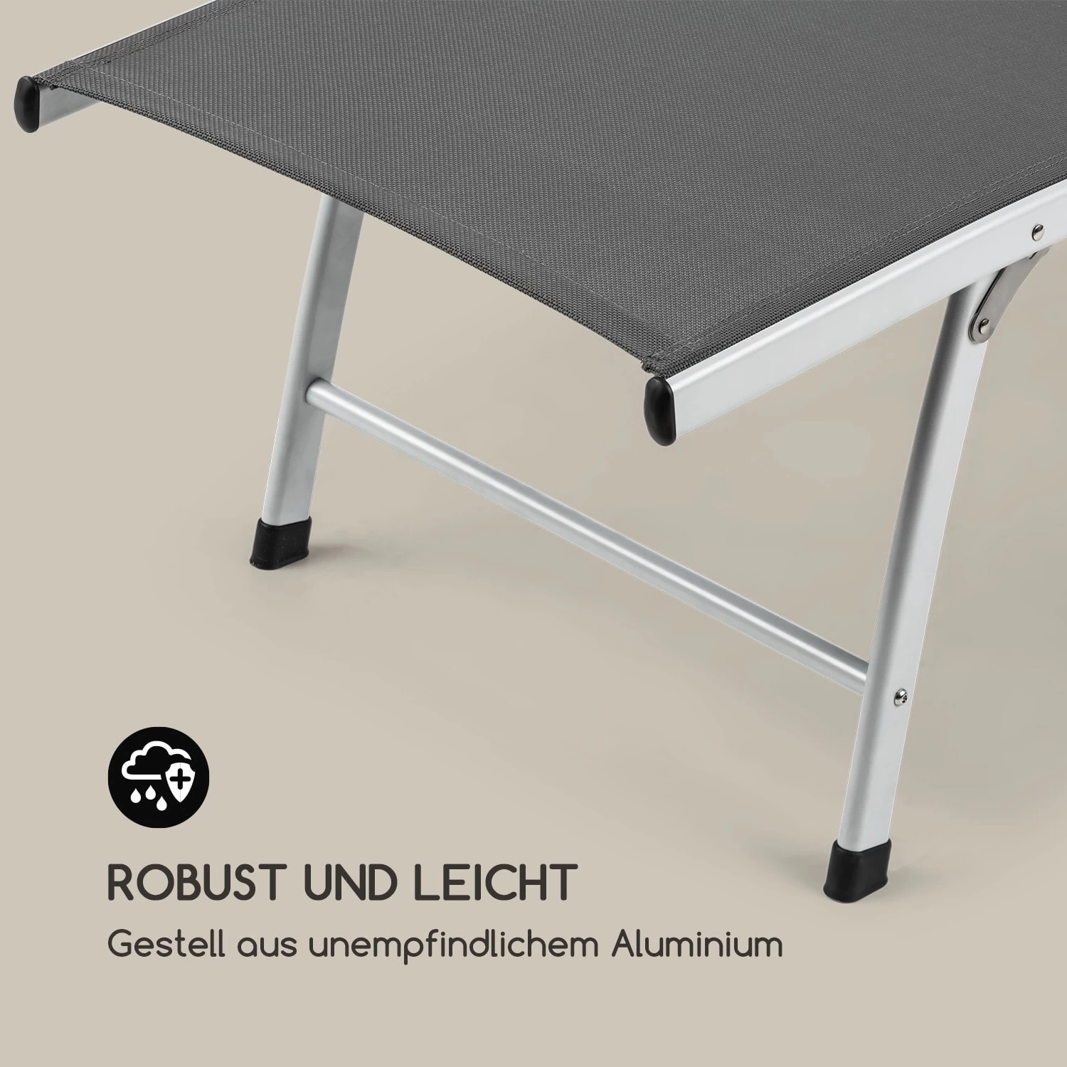 Sun Valley Sonnenliege Zusammenklappbar Kopfkissen Grau 10 Sun Valley Sonnenliege Zusammenklappbar Kopfkissen Grau – Bild 8