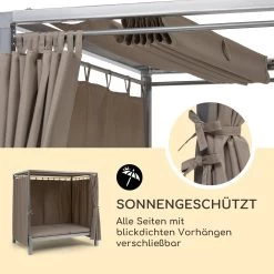 Eremitage Double Sunbed 2 Pers Stahl-Rahmen Sonnendach Vorhänge Taupe -Gartenwelt Verkauf 10033316 de 0003 logo