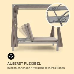 Eremitage Double Sunbed 2 Pers Stahl-Rahmen Sonnendach Vorhänge Taupe -Gartenwelt Verkauf 10033316 de 0007 logo
