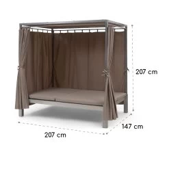 Eremitage Double Sunbed 2 Pers Stahl-Rahmen Sonnendach Vorhänge Taupe -Gartenwelt Verkauf 10033316 yy 0010 dimensions