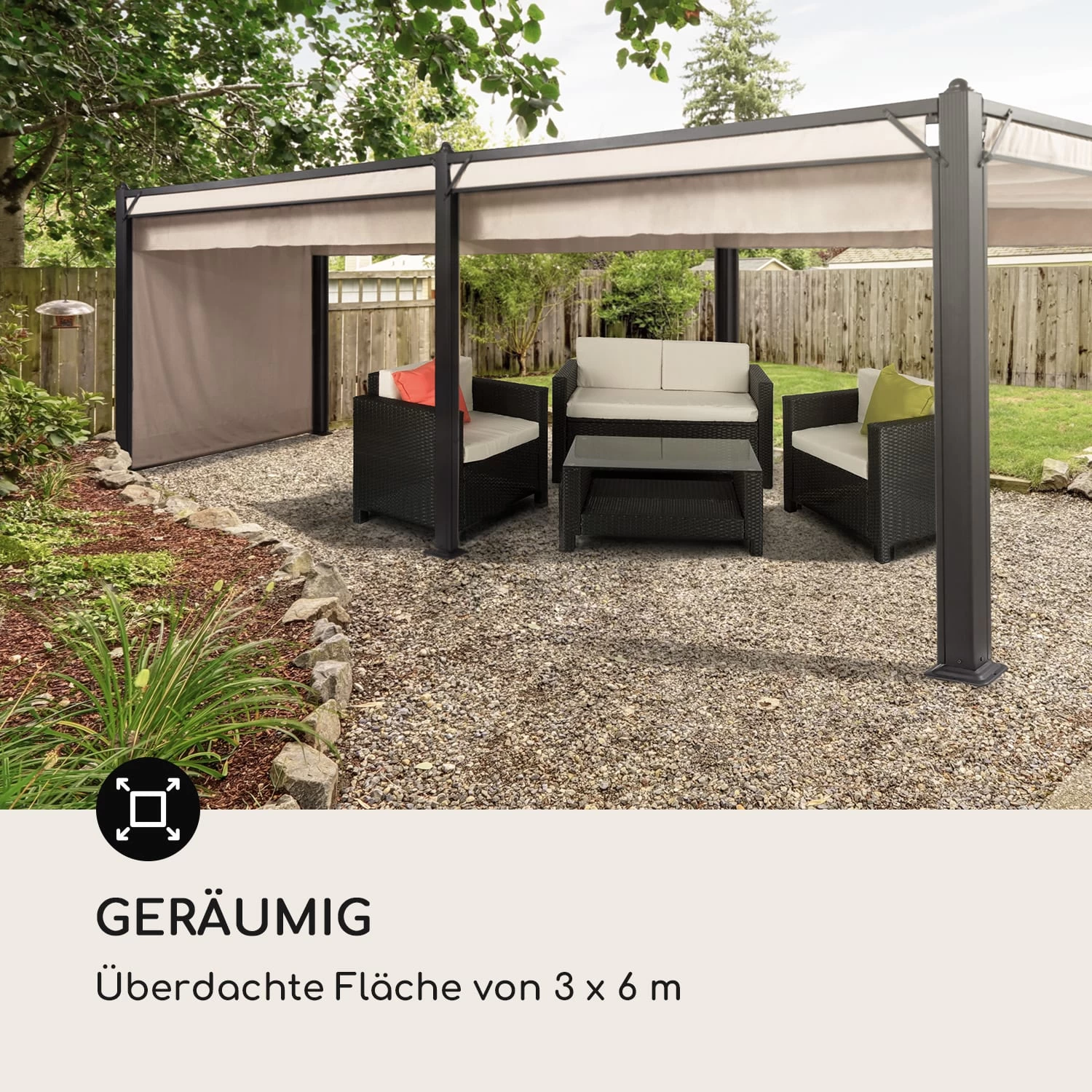 Pantheon Cortina Pavillon Mit Dach 3x6m 4 Seitenteile Beige 6 Pantheon Cortina Pavillon Mit Dach 3x6m 4 Seitenteile Beige – Bild 4