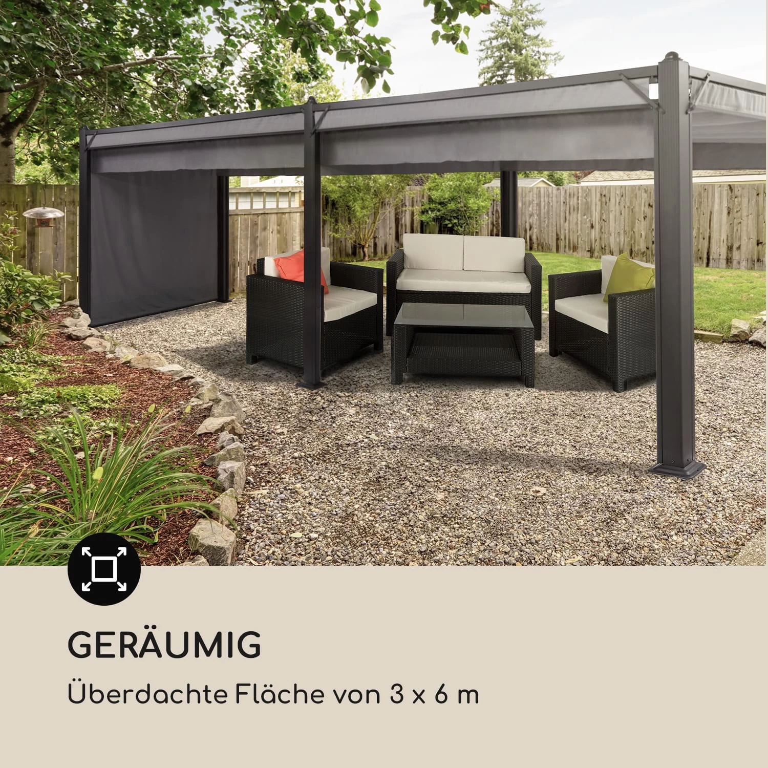 Pantheon Cortina Pavillon Mit Dach 3x6m 4 Seitenteile Grau 6 Pantheon Cortina Pavillon Mit Dach 3x6m 4 Seitenteile Grau – Bild 4