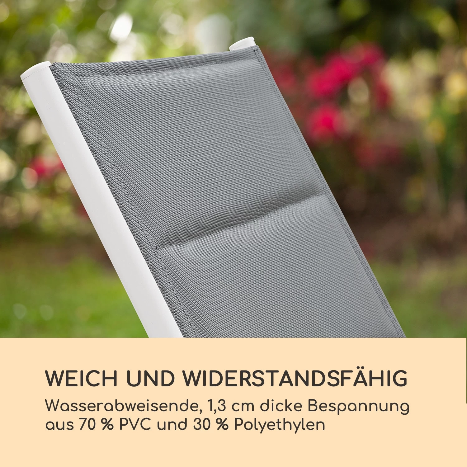 Renazzo Lounge Liegestuhl 70/30 PVC/PE Aluminium 6-Stufen Weiß Grau 6 Renazzo Lounge Liegestuhl 70/30 PVC/PE Aluminium 6-Stufen Weiß Grau – Bild 4