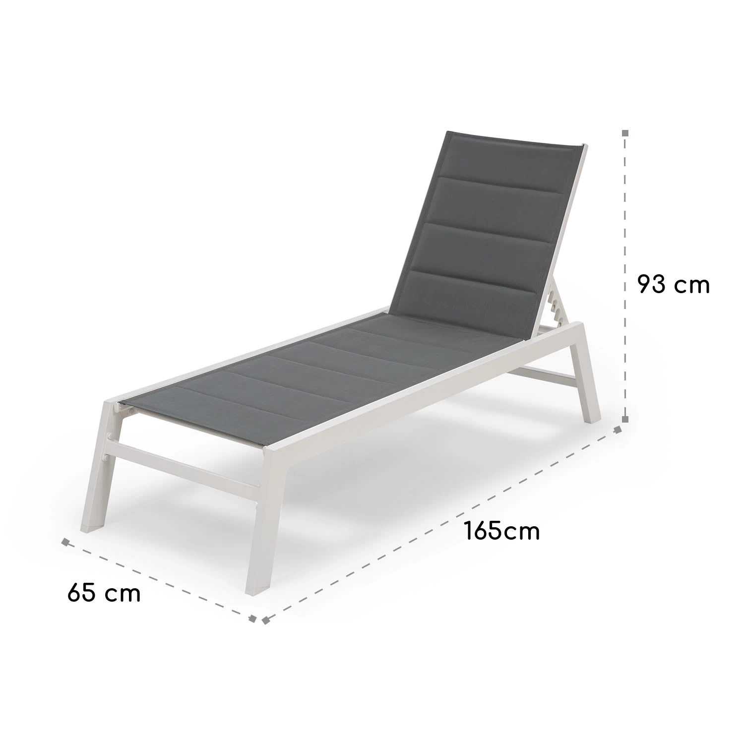 Renazzo Lounge Liegestuhl 70/30 PVC/PE Aluminium 6-Stufen Weiß Grau 11 Renazzo Lounge Liegestuhl 70/30 PVC/PE Aluminium 6-Stufen Weiß Grau – Bild 9