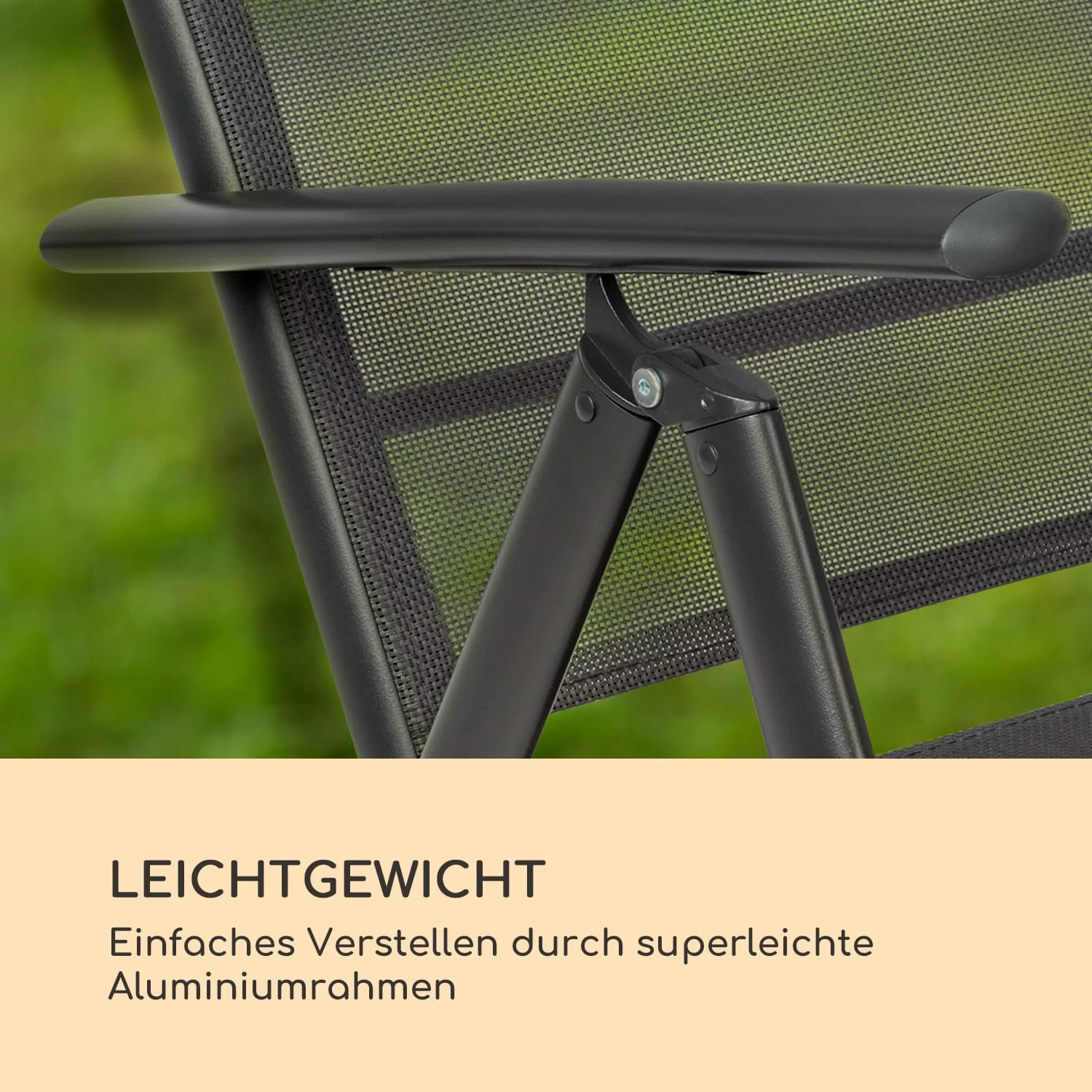 Almeria Klappstuhl 2er-Set 56,5 X 107 X 68 Cm ComfortMesh Aluminium 5 Almeria Klappstuhl 2er-Set 56,5 X 107 X 68 Cm ComfortMesh Aluminium – Bild 3