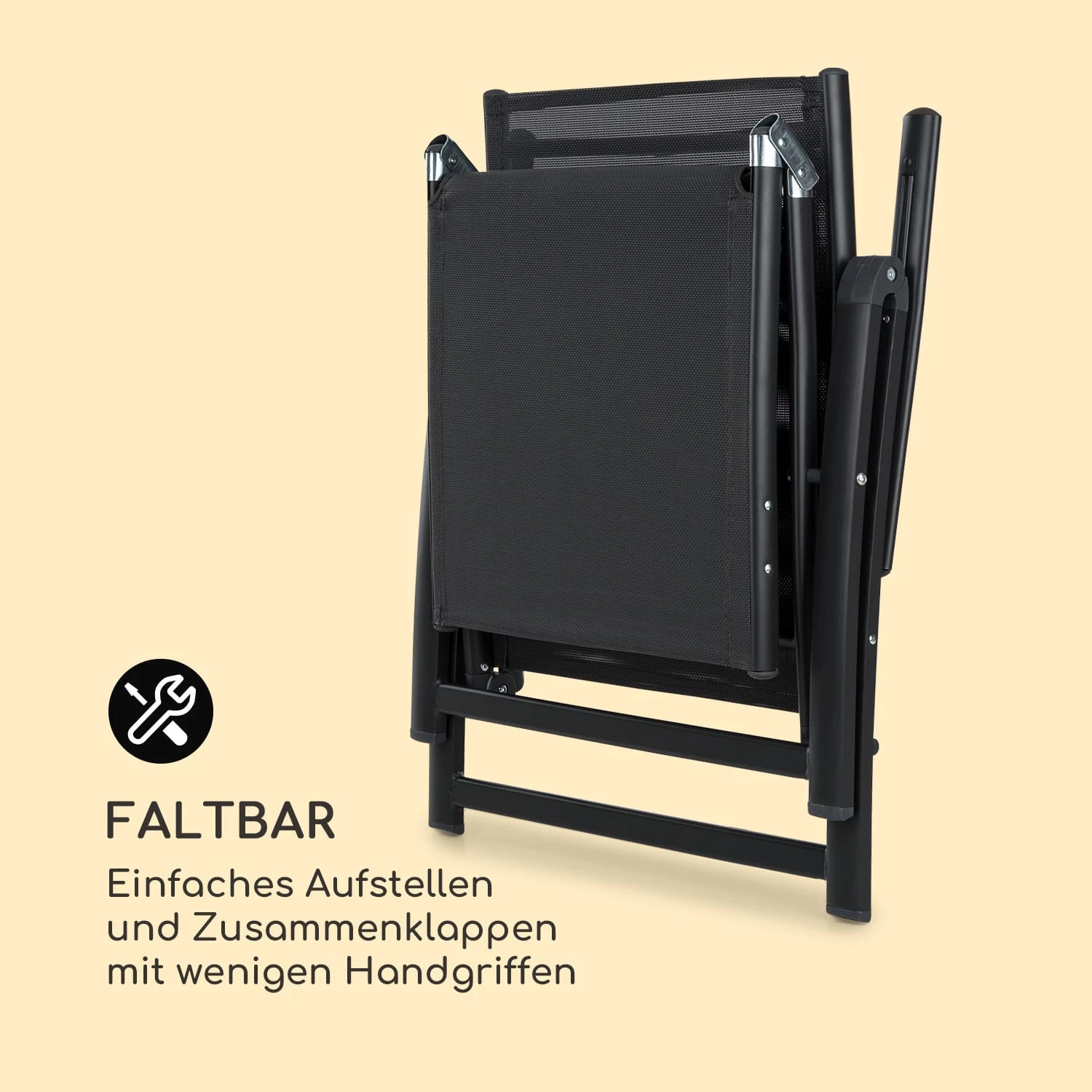 Pomporto Lounge Liegestuhl 70/30 PVC/PE Aluminium 7-Stufen Anthrazit 5 Pomporto Lounge Liegestuhl 70/30 PVC/PE Aluminium 7-Stufen Anthrazit – Bild 3