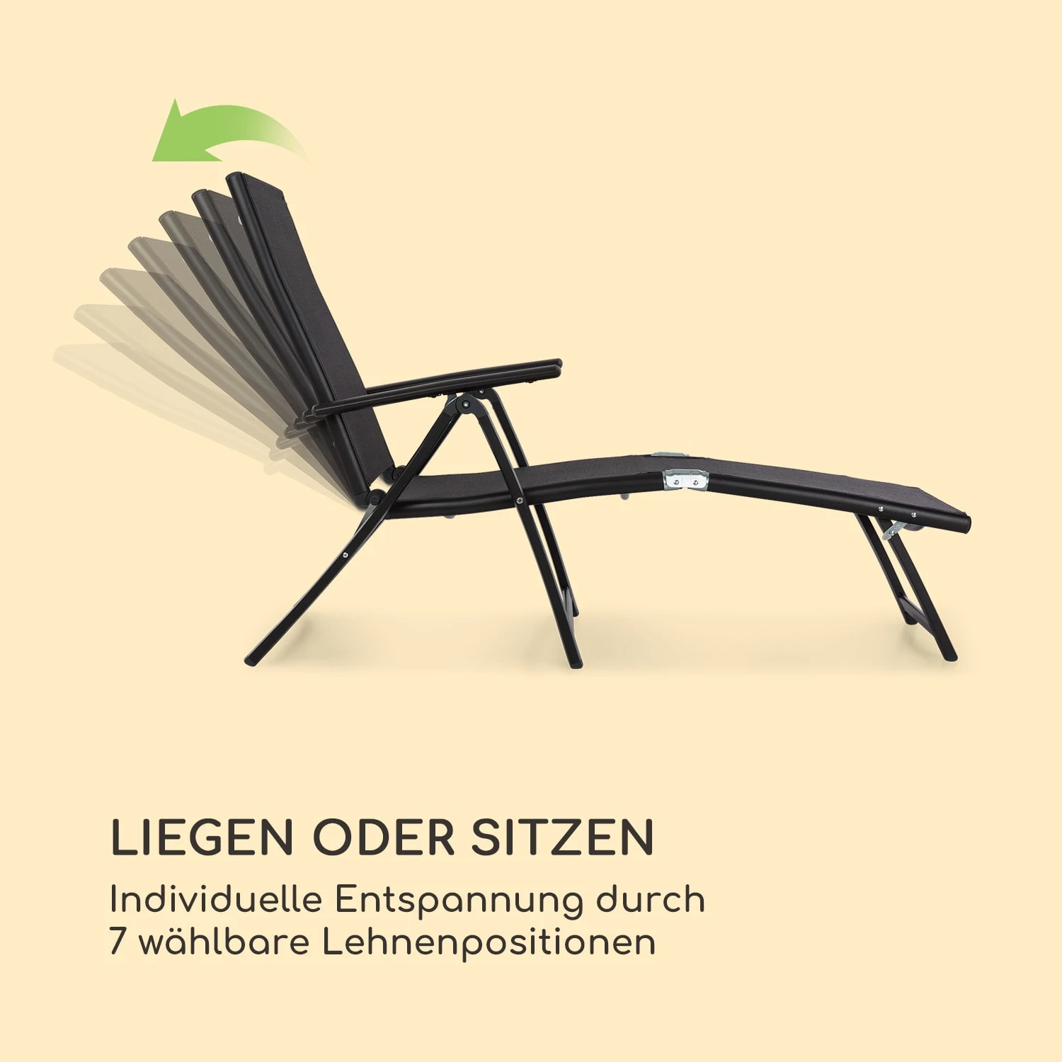 Pomporto Lounge Liegestuhl 70/30 PVC/PE Aluminium 7-Stufen Anthrazit 7 Pomporto Lounge Liegestuhl 70/30 PVC/PE Aluminium 7-Stufen Anthrazit – Bild 5