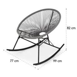 Roqueta Schaukelstuhl Retro-Design 4mm-Geflecht Grau -Gartenwelt Verkauf 10033465 yy 0008 logo Blumfeldt Roqueta Schaukelstuhl grau