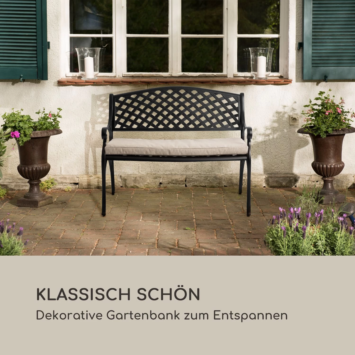 Pozzilli BL Gartenbank Aluminiumguss Witterungsbeständig Schwarz 4 Pozzilli BL Gartenbank Aluminiumguss Witterungsbeständig Schwarz – Bild 2