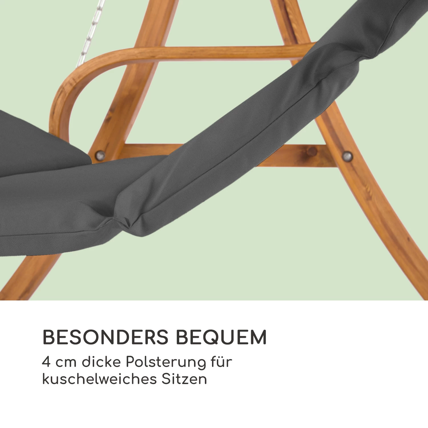 Maui Hollywoodschaukel 110 Cm 2-Sitzer Massivholz Polyester Dunkelgrau 7 Maui Hollywoodschaukel 110 Cm 2-Sitzer Massivholz Polyester Dunkelgrau – Bild 5