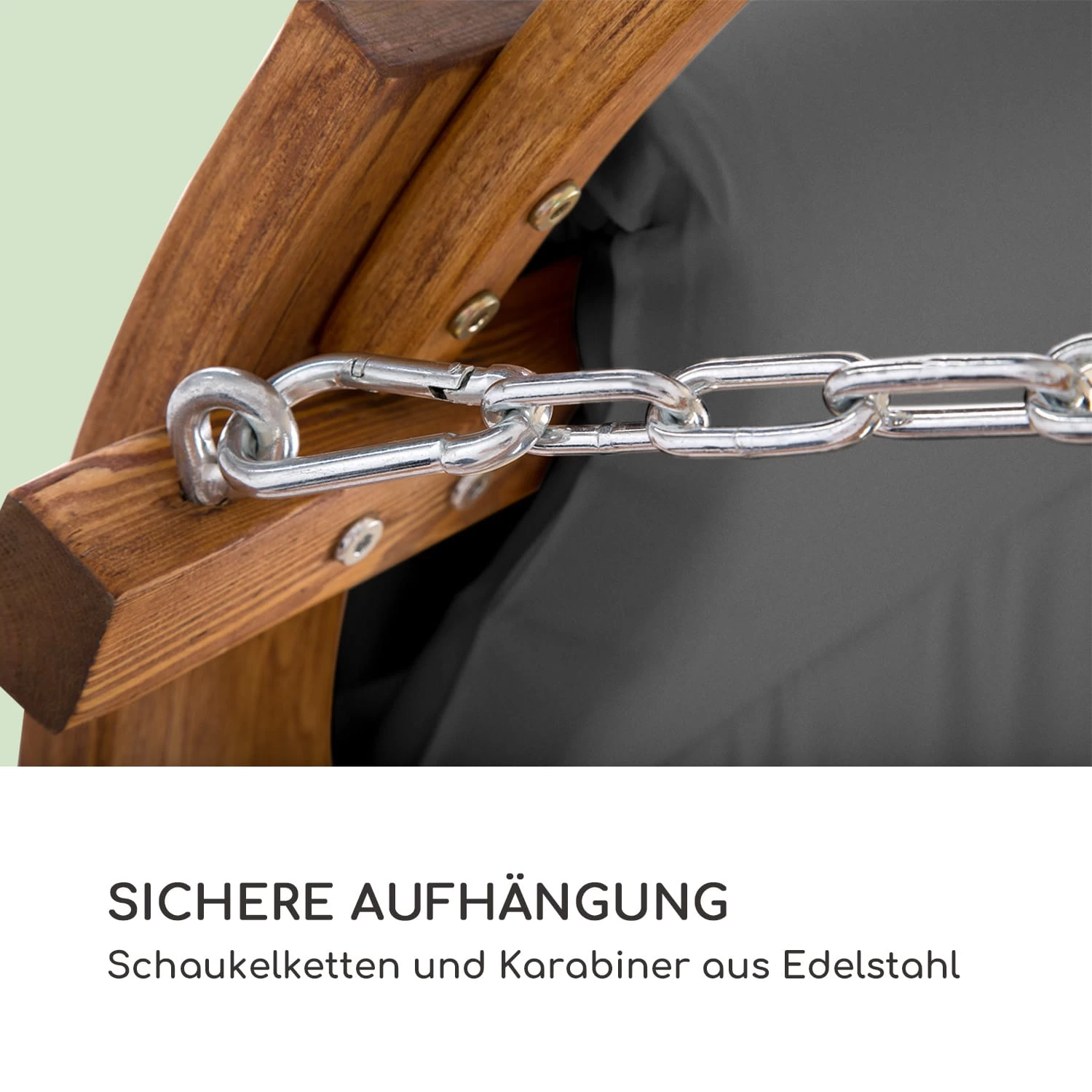 Maui Hollywoodschaukel 110 Cm 2-Sitzer Massivholz Polyester Dunkelgrau 8 Maui Hollywoodschaukel 110 Cm 2-Sitzer Massivholz Polyester Dunkelgrau – Bild 6