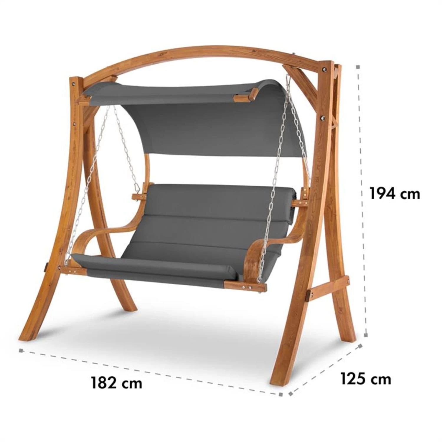 Maui Hollywoodschaukel 110 Cm 2-Sitzer Massivholz Polyester Dunkelgrau 11 Maui Hollywoodschaukel 110 Cm 2-Sitzer Massivholz Polyester Dunkelgrau – Bild 9