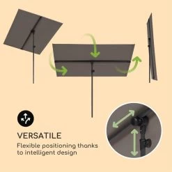 Flex-Shade L Sonnenschirm 130 X 180 Cm Polyester UV 50 Dunkelgrau -Gartenwelt Verkauf 10034726 yy 0003 logo Blumfeldt Flex Shade L Sonnenschirm 130x180 grau