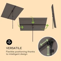 Flex-Shade XL Sonnenschirm 150 X 210 Cm Polyester UV 50 Dunkelgrau -Gartenwelt Verkauf 10034728 yy 0003 logo Blumfeldt Flex Shade XL Sonnenschirm 150x210 grau