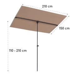 Flex-Shade XL Sonnenschirm 150 X 210 Cm Polyester UV 50 Taupe -Gartenwelt Verkauf 10034729 yy 0009 logo Blumfeldt Flex Shade XL Sonnenschirm 150x210 taupe