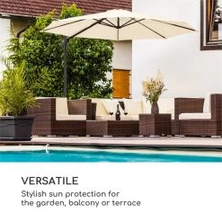 Belo Horizonte Sonnenschirm Sonnenschutz Ø 292cm Polyester Wasserabweisend Inkl. Standbasis Creme 14 Belo Horizonte Sonnenschirm Sonnenschutz Ø 292cm Polyester Wasserabweisend Inkl. Standbasis Creme -Gartenwelt Verkauf 10034743 yy 0005 logo blumfeldt Belo Horizonte Sonnenschirm creme