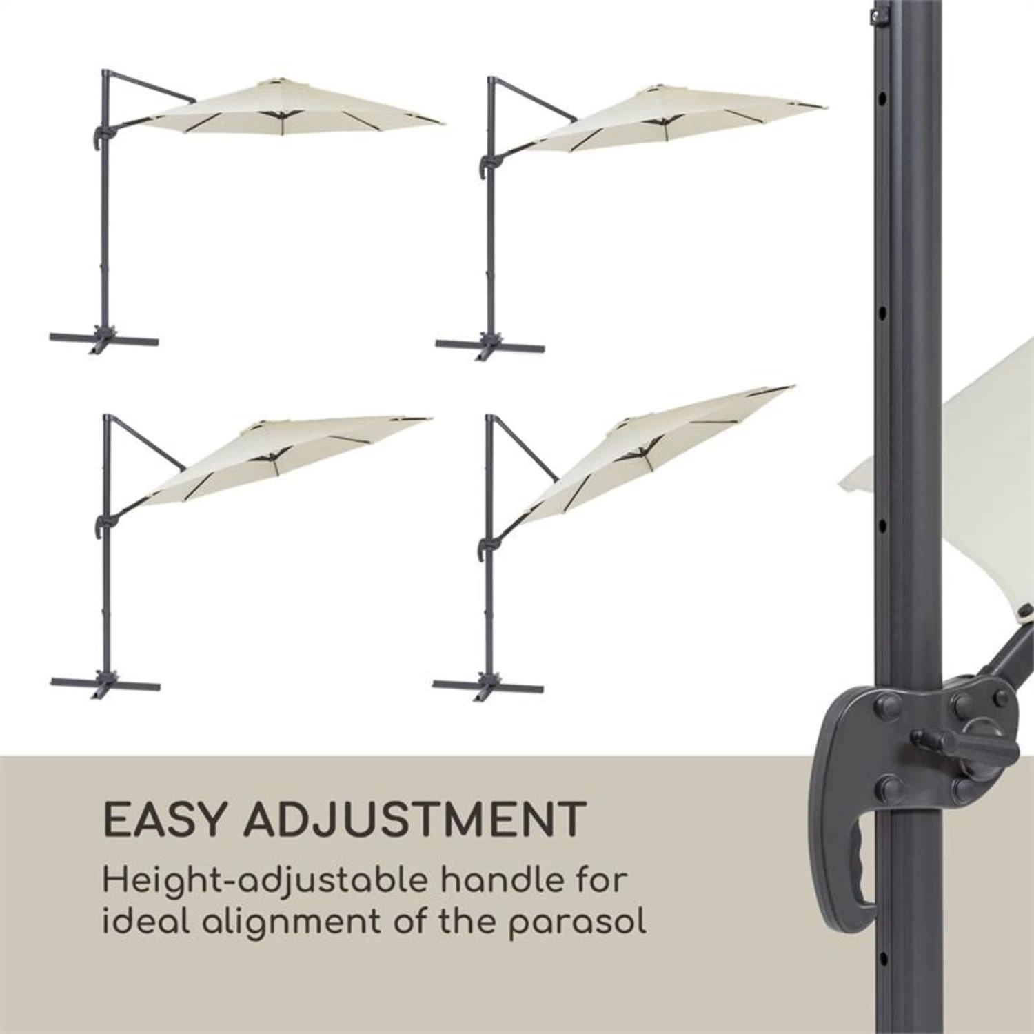 Belo Horizonte Sonnenschirm Sonnenschutz Ø 292cm Polyester Wasserabweisend Inkl. Standbasis Creme 7 Belo Horizonte Sonnenschirm Sonnenschutz Ø 292cm Polyester Wasserabweisend Inkl. Standbasis Creme – Bild 5