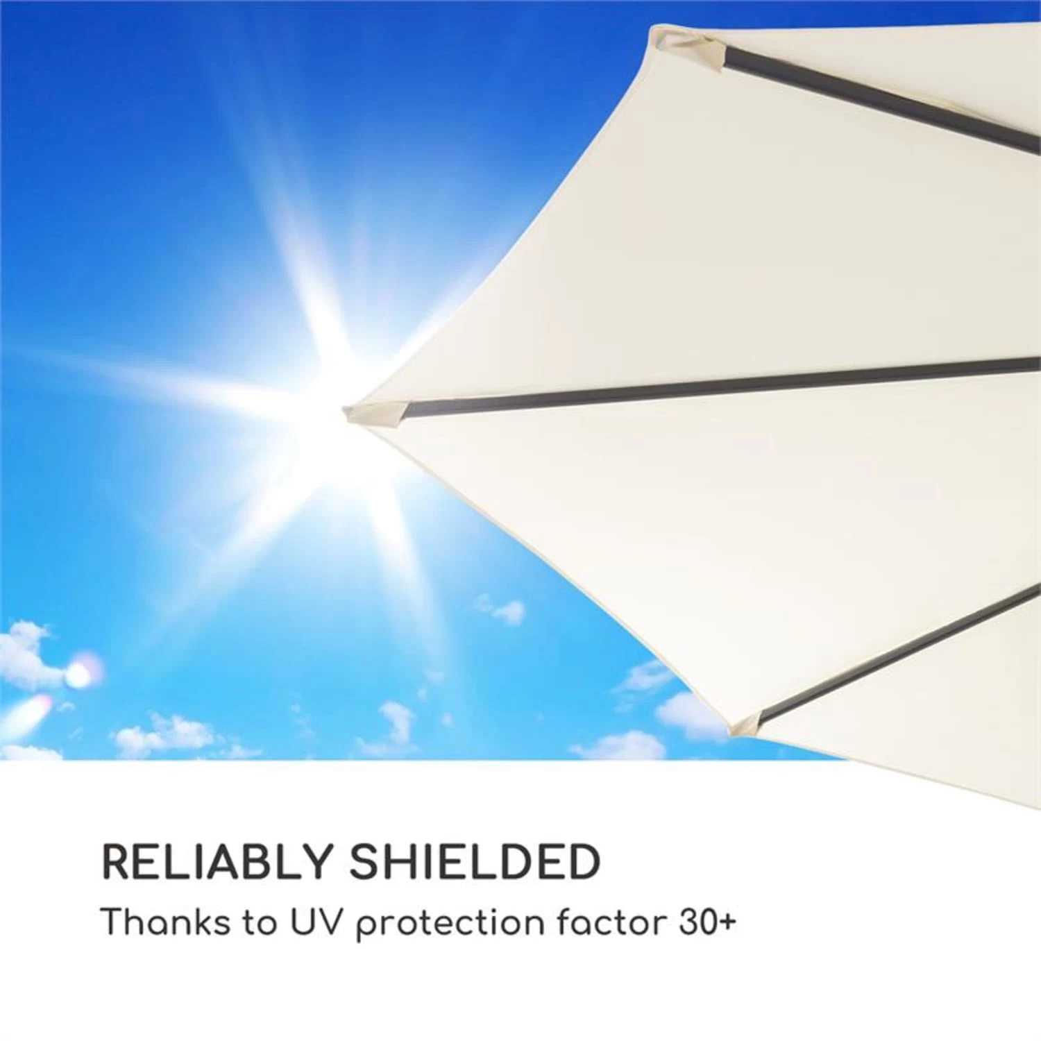 Belo Horizonte Sonnenschirm Sonnenschutz Ø 292cm Polyester Wasserabweisend Inkl. Standbasis Creme 9 Belo Horizonte Sonnenschirm Sonnenschutz Ø 292cm Polyester Wasserabweisend Inkl. Standbasis Creme – Bild 7