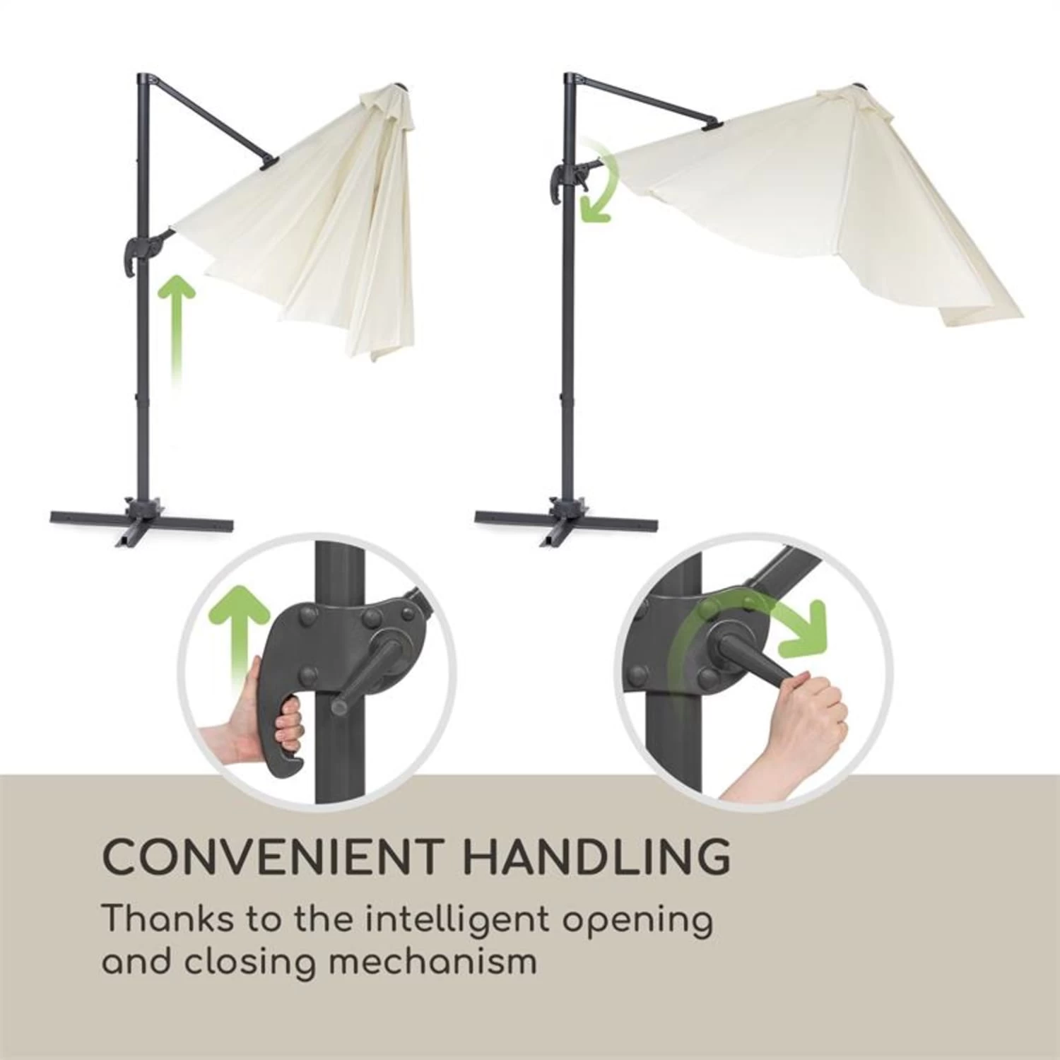 Belo Horizonte Sonnenschirm Sonnenschutz Ø 292cm Polyester Wasserabweisend Inkl. Standbasis Creme 10 Belo Horizonte Sonnenschirm Sonnenschutz Ø 292cm Polyester Wasserabweisend Inkl. Standbasis Creme – Bild 8