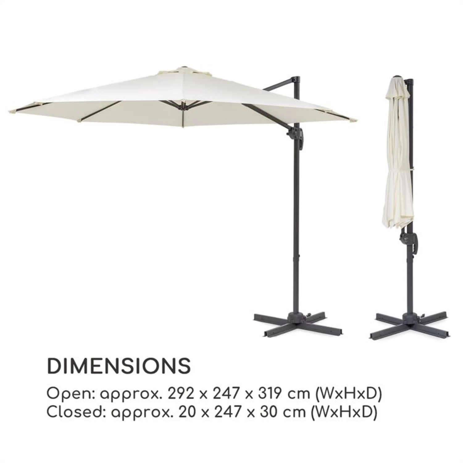 Belo Horizonte Sonnenschirm Sonnenschutz Ø 292cm Polyester Wasserabweisend Inkl. Standbasis Creme 11 Belo Horizonte Sonnenschirm Sonnenschutz Ø 292cm Polyester Wasserabweisend Inkl. Standbasis Creme – Bild 9