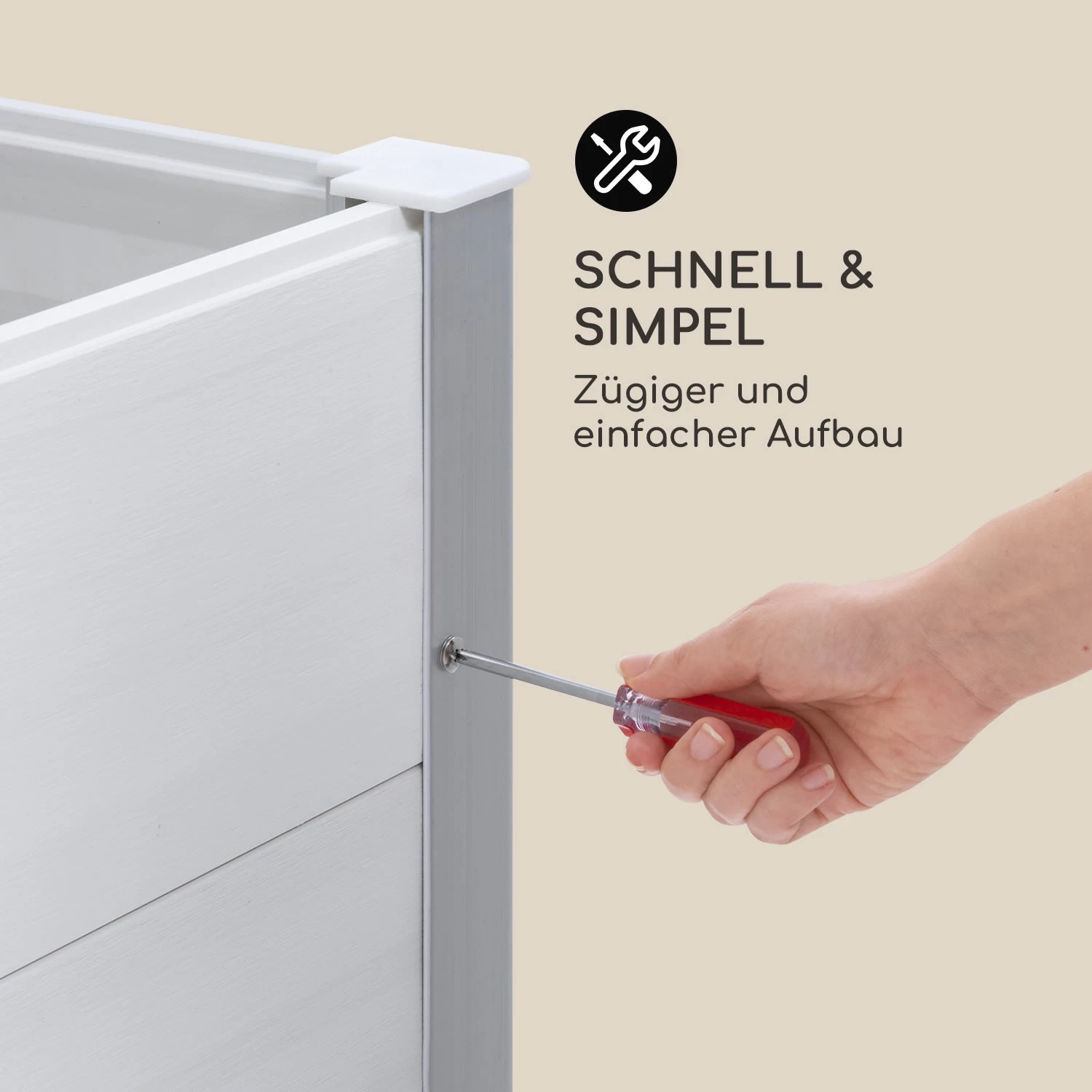 Nova Grow Gartenbeet 150 X 91 X 100 Cm WPC Holzoptik Weiß 8 Nova Grow Gartenbeet 150 X 91 X 100 Cm WPC Holzoptik Weiß – Bild 6