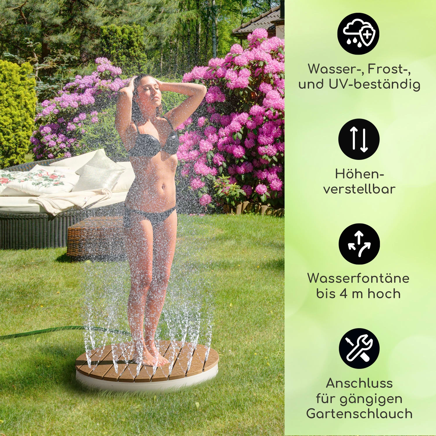 Sumatra Breeze Round Gartendusche WPC Aluminium 70x55cm Rund 4 Sumatra Breeze Round Gartendusche WPC Aluminium 70x55cm Rund – Bild 2