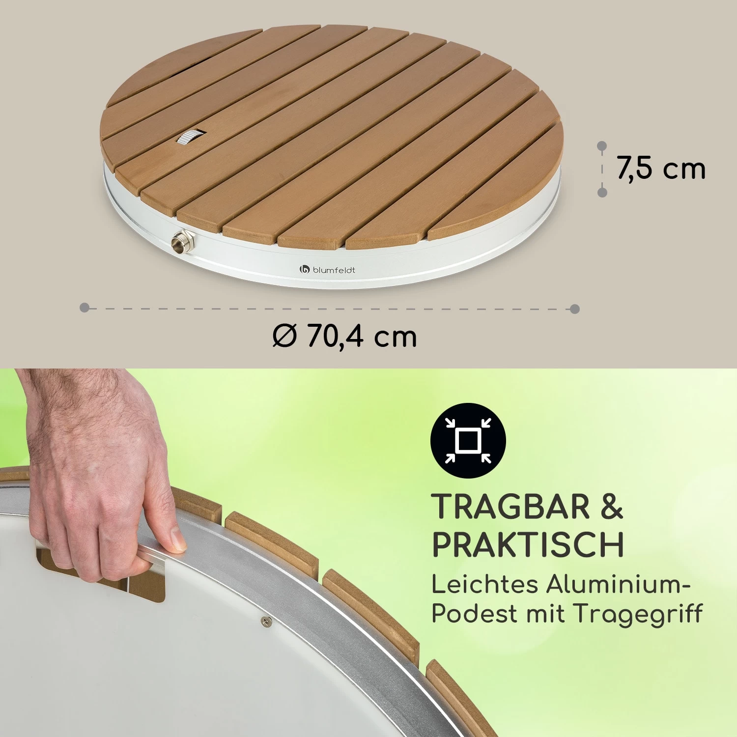 Sumatra Breeze Round Gartendusche WPC Aluminium 70x55cm Rund 8 Sumatra Breeze Round Gartendusche WPC Aluminium 70x55cm Rund – Bild 6