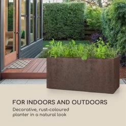 Solid Grow Rust Pflanzgefäß 80 X 38 X 38 Cm Fibreclay Rostfarben -Gartenwelt Verkauf 10034788 yy 0002 logo Blumfeldt Solid Grow Rust Pflanzgefaess 80x38x38cm