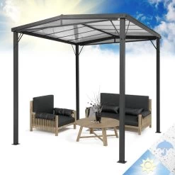 Pantheon Solid Sky Flat Pergola Vordach 3x3m Polycarbonat