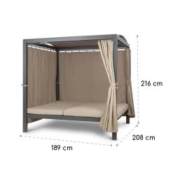 Eremitage Double XL Sunbed 2 Pers Stahl-Rahmen Sonnendach Vorhänge -Gartenwelt Verkauf 10035429 yy 0010 logo